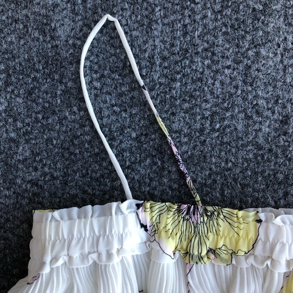 1. State mixed print ivory floral pleated dress size small - Picture 8 of 11